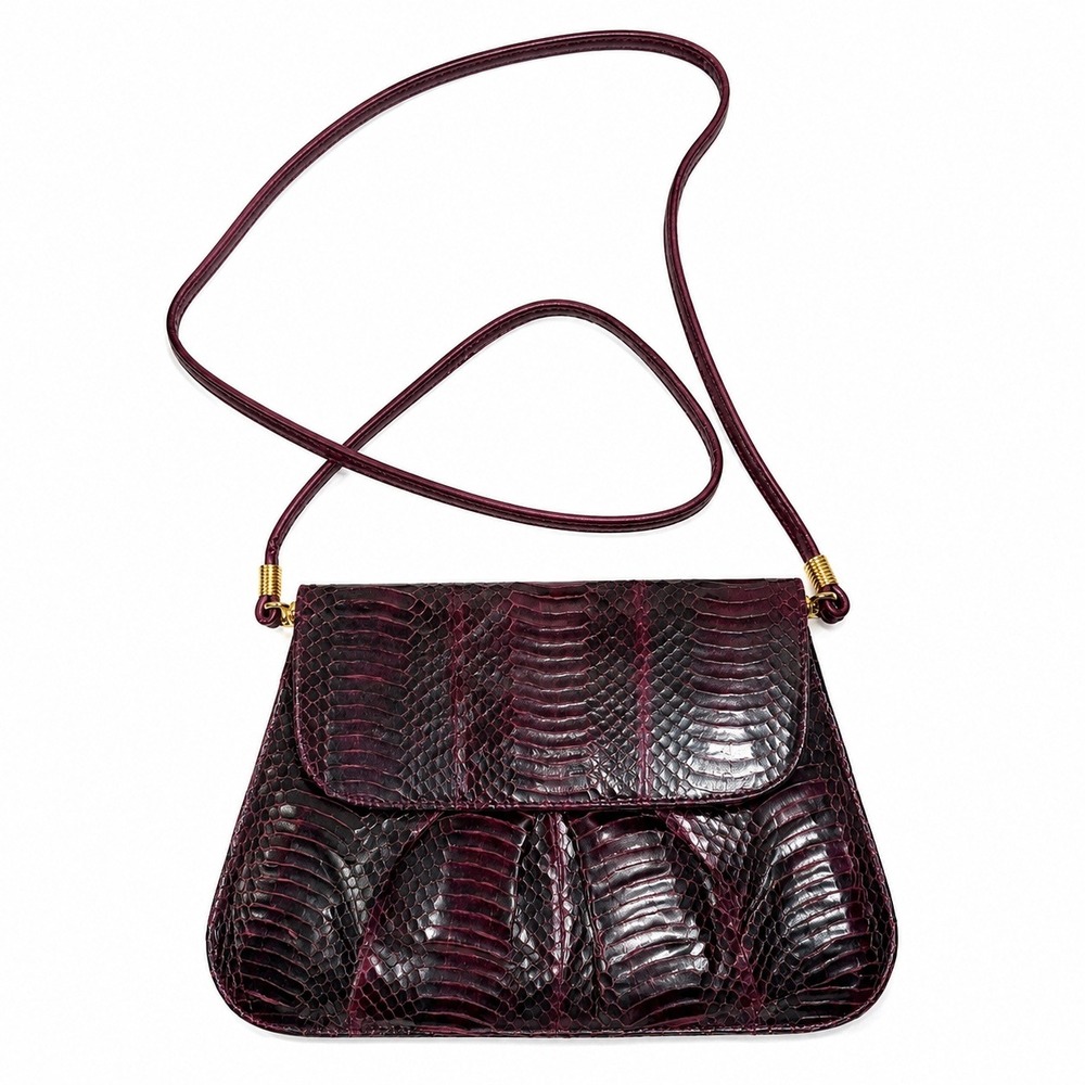 J. Renee Small Crossbody Bag Purple Snakeskin Embossed Vintage Faux Leather